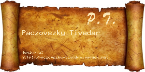 Paczovszky Tivadar névjegykártya